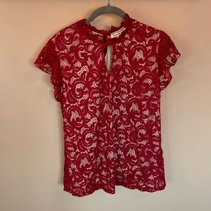 Perseption Concept Red Lace Top
